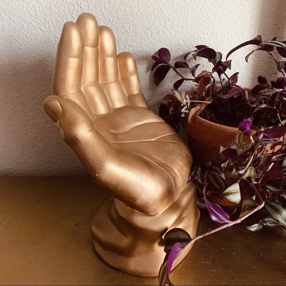 Large Gold Ceramic Hand Sculpture